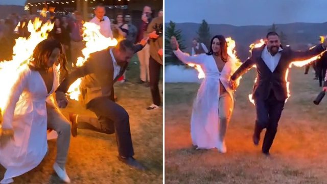 VIDEO/ E pazakontë në SHBA, çifti i vë flakën vetes në ditën e dasmës