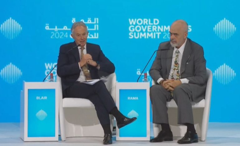 Kryeministri Rama me Tony Blair në panelin e Samitit Botëror të Qeverisjes: Inteligjenca Artificiale do të ndihmojë Shqipërinë në rrugën drejt BE