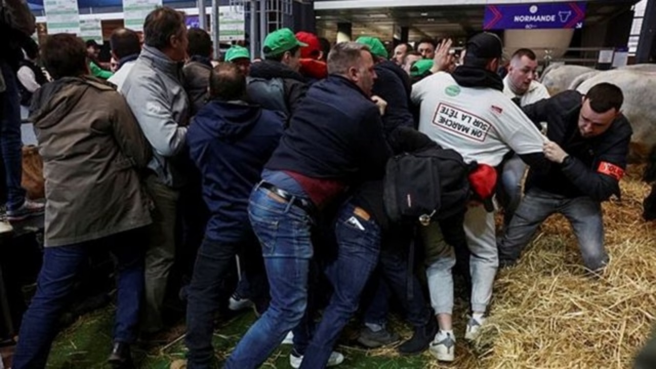 Agravon situata në Paris/ Fermerët e zemëruar futen në Panairin e Bujqësisë, përplasje me policinë! Macron anulon takimin