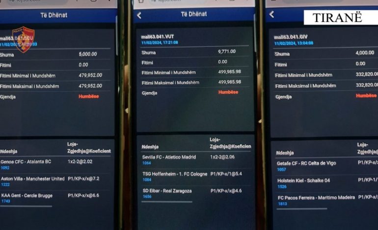 Baste sportive nëpërmjet celularëve, bien në pranga katër persona në Tiranë