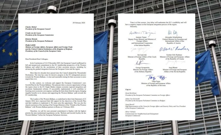 Kryediplomatët e shtatë vendeve të BE-së letër krerëve të Unionit: Koha për përparim në procesin e zgjerimit, urgjent caktimi i një afati për anëtarësimin e Ballkanit Perëndimor