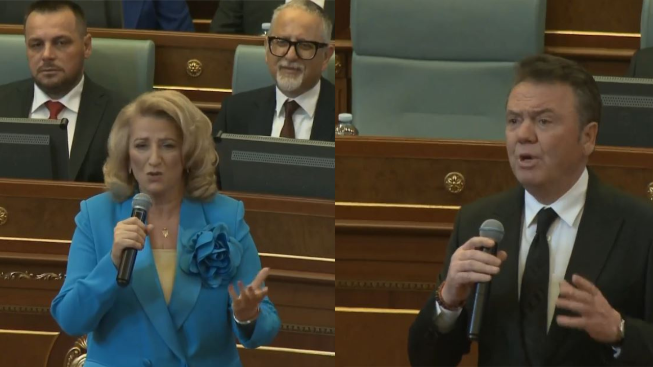 “Mora fjalë”/ Surprizë e bukur për 26-vjetorin e UÇK-së, Shkurte Fejza dhe Ilir Shaqiri këndojnë në Kuvendin e Kosovës