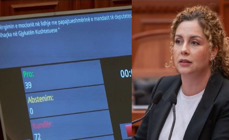 Rrëzohet kërkesa për të çuar mandatin e Xhaçkës në Kushtetuese, ja si votoi vetë deputetja