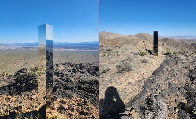Monoliti ‘pasqyrë’ rishfaqet në Las Vegas pas zhdukjes, policia në kërkim të autorëve misteriozë (fotot)
