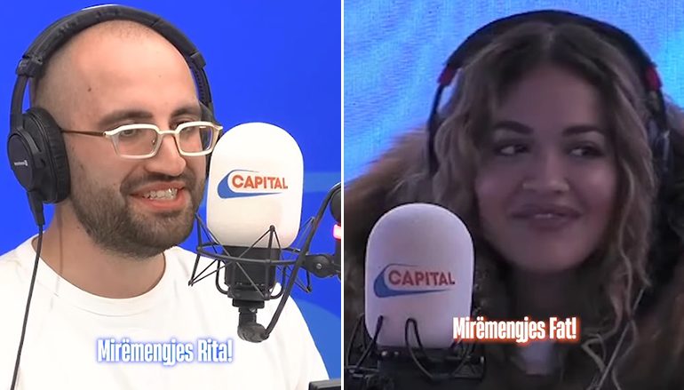 Video/ Rita Ora dhe moderatori flasin shqip gjatë emisionit në Skoci