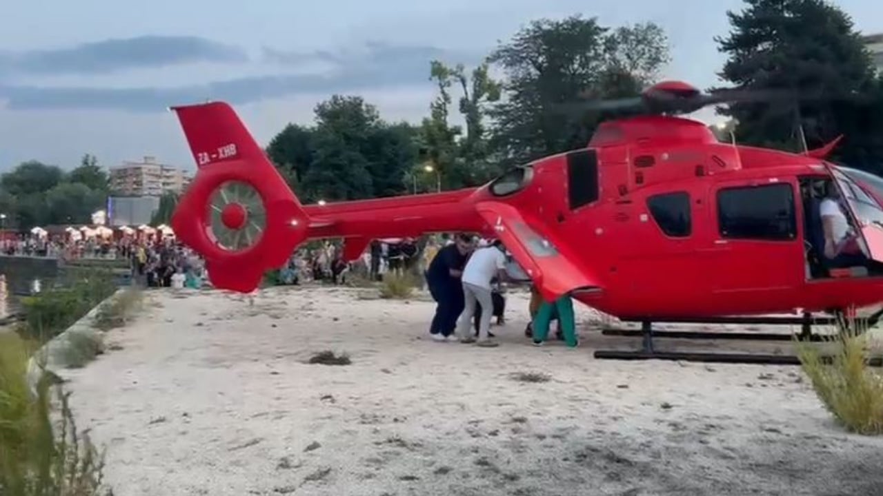 U plagos me çifte nga babai, momenti kur 47-vjeçari transportohet me helikopter drejt Traumës në Tiranë