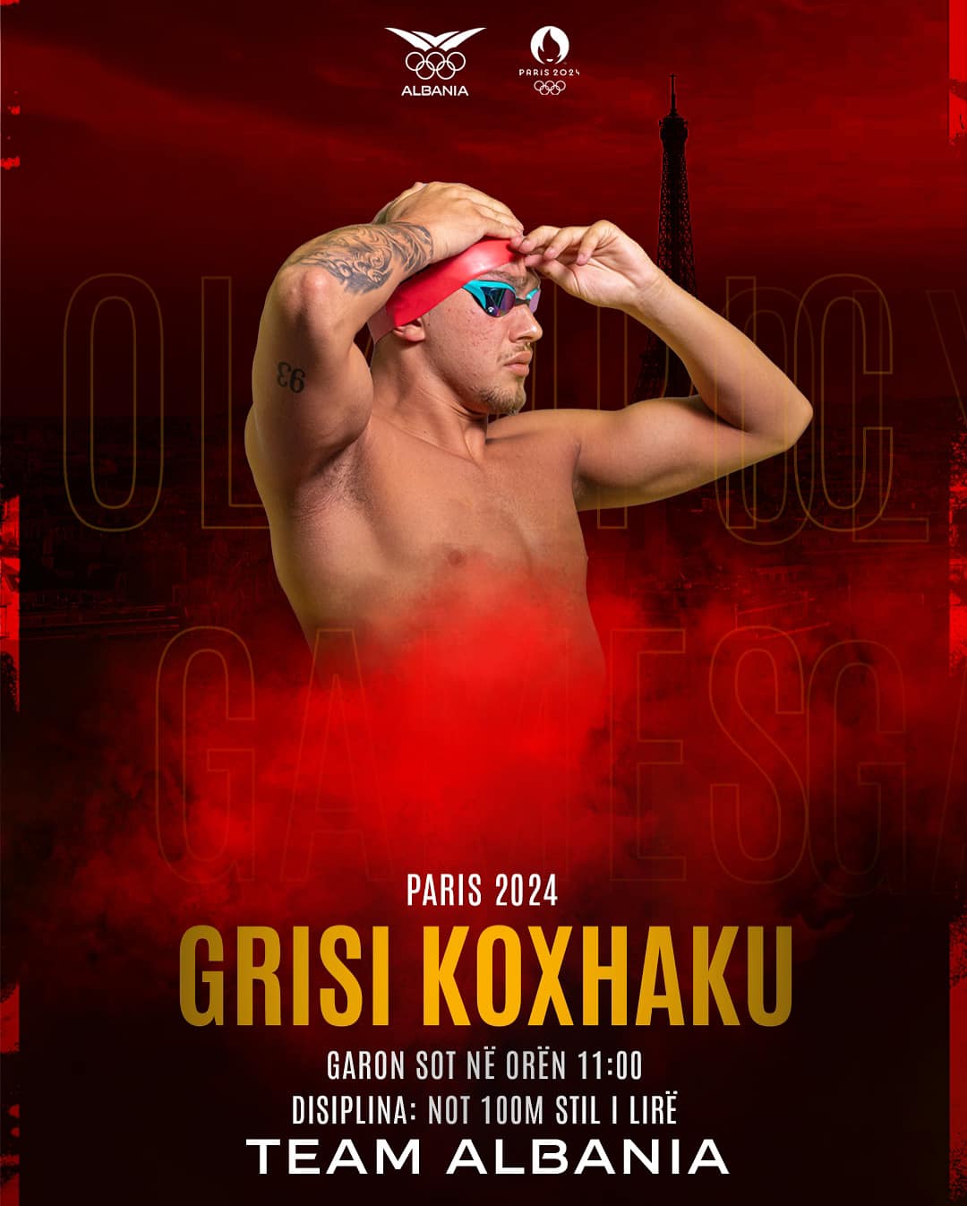 Lojërat Olimpike “Paris 2024″/ Grisi Koxhaku përfundon garën në 100 m stil i lirë, në vendin e 5-të