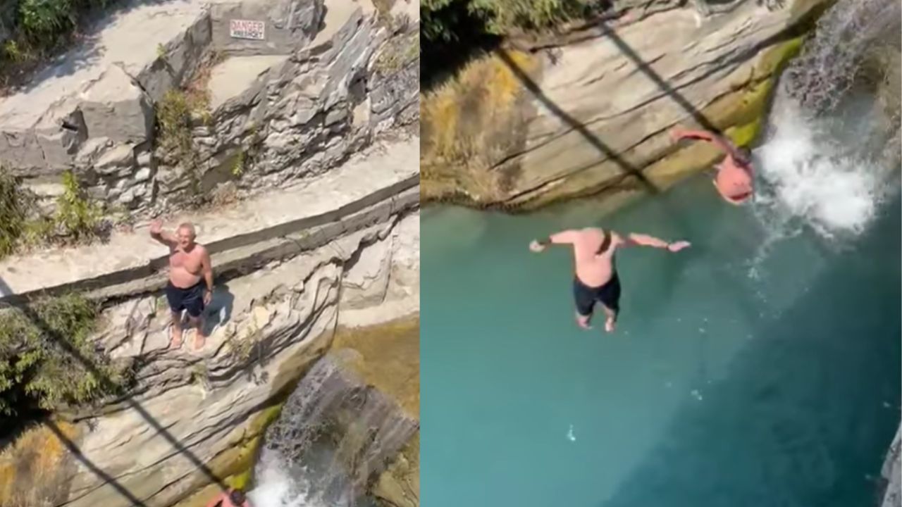 Video/ Pas akuzave për bllokimin e llogarive, Meta “arratiset” drejt “Syrit të Kaltër” të Beratit dhe hidhet nga shkëmbi