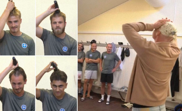 Lojtarët e skuadrës suedeze rruajnë flokët, trajneri me kancer shpërthen në lot