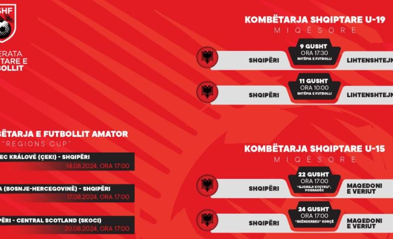 Gushti shqiptar, 7 ndeshje të programuara për ekipet kombëtare. Grumbullime e stërvitje për moshat kuqezi