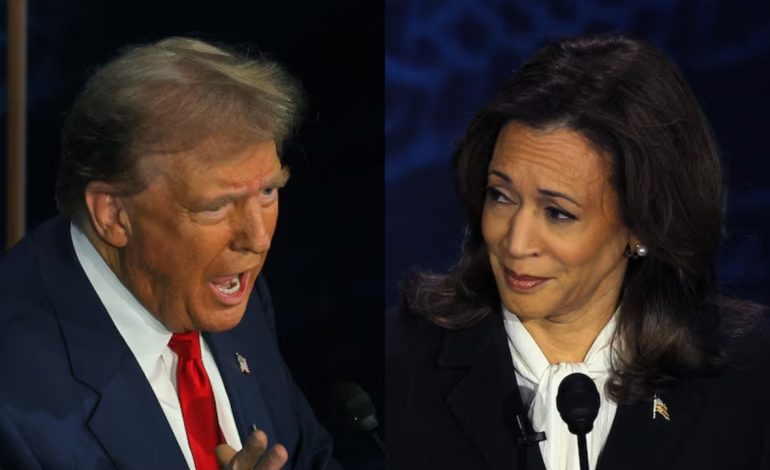 FOTO/ Kufje në formën e vathëve? “Shpërthen” rrjeti pas debatit mes Trump dhe Harris, zv. presidentja akuzohet për mashtrim