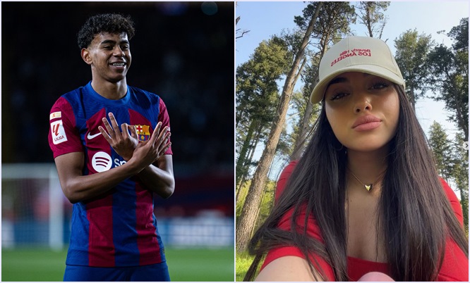 Yamal shkëlqen jashtë fushe, shihet në krahët e modeles italiane