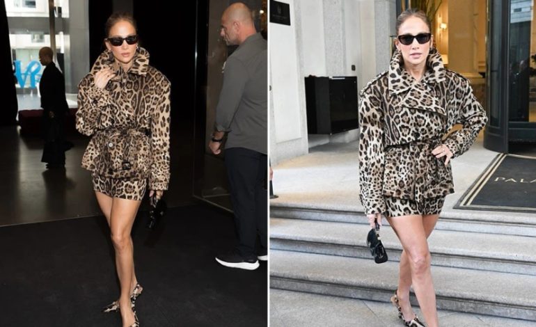 FOTO/ Jennifer Lopez tërheq vëmendjen në Javën e Modës në Milano me paraqitjen e saj elegante